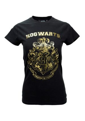 HP102L Ladies Gold Print Harry Potter™ T Shirt Hogwarts