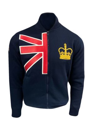 LE171 Navy Varsity Jacket with Crown and Union Jack