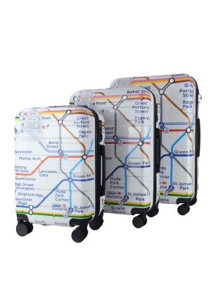 TFL8301 Licensed Underground 3 Set Map Print Luggage 20,24,28 Inches
